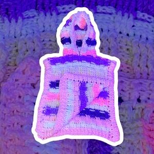 Crocheted Girls Hooded Cape/Poncho